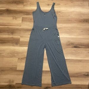 Vuori Jumpsuit Wide Leg Falls Henley sleeveless Heather Blue Women’s Large